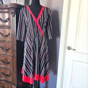 Striped wrap style dress